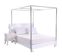 Marco de acero inoxidable para cama de 4 esquinas con soporte de mosquitera para cama plateada, se adapta a postes de 25 mm, mide 1,8 x 2,2 m