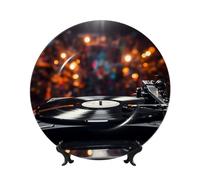 Marco de álbum de música, platos decorativos de cerámica, plato decorativo de porcelana con soporte de exhibición, adorno de cerámica hecho a mano, plato de porcelana, manualidades, para decoración de