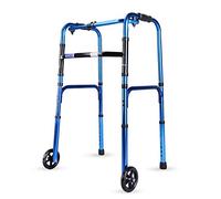 Marco de aluminio ligero con 2 ruedas, altura ajustable, ayuda a la movilidad para ancianos y discapacitados, diseño plegable para un fácil transporte y almacenamiento