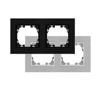 Marco de Aluminio para 2 Módulos, Color Gris, Diseño Moderno, Ideal para Instalaciones Eléctricas, Soporte Duradero y Estético.