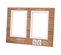 Marco de aniversario de madera personalizado para mostrar fotos de entonces y ahora para conmemorar hitos especiales y amor duradero (amarillo)