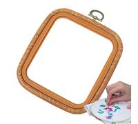 Marco de aro de bordado - Aro de madera de imitación - Gran salto de bordado cuadrado, marco de madera imitada, herramienta de costura duradera con diseño retro | Suministros redondos de acolchado