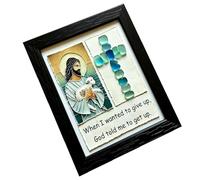 Marco de arte de vidrio de mar hecho a mano, crucifijo de Jesús, decoraciones de arte de pared de vidrio de mar, regalo religioso para mujeres, hombres, decoraciones cristianas para hogar, pared
