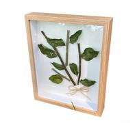 Marco de caja de sombra 3D, marco de fotos de madera de 26 x 22 x 6 cm de profundidad, con puerta con bisagras, protección a prueba de polvo para recuerdos de boda y decoración del hogar (madera)