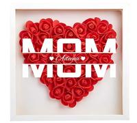 Marco de caja de sombra de flores personalizado con nombres de niños/fotos, caja de recuerdos de madera para abuela/mamá, día de la madre, cumpleaños, de hija, hijo, marido