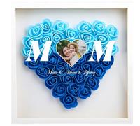 Marco de caja de sombra de flores personalizado con nombres de niños/fotos, caja de recuerdos de madera para abuela/mamá, día de la madre, cumpleaños, de hija, hijo, marido