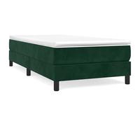 Marco de cama con somier de 80 x 200 cm en verde oscuro, funda de terciopelo suave (100% poliéster), patas de madera estables y láminas de madera contrachapada para una óptima estabilidad del colchón