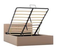 Marco de cama de 120 x 200 cm con almacenamiento hidráulico de piel | Somier de láminas incluido, estructura MDF y acero recubierto de polvo, almacenamiento bajo cama, sin colchón