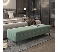 Marco de cama de piel sintética de lujo con almacenamiento elevable, reposapiés multifuncional, decoración de dormitorio, color verde claro, 80 x 45 x 45 cm, elegante y práctico