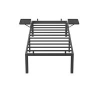 VASAGLE Marco de Cama, Estructura de Cama de Metal, con Estantes de Almacenamiento, Invitados, para Colchón de 90 x 190 cm, Fácil Montaje, Negro Tinta RMB091B01
