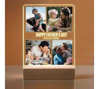 Marco de collage de fotos personalizado con luz nocturna, placa acrílica para 4 fotos, regalo para el día del padre de parte de hijo e hija