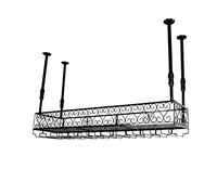 Marco de Copa de Vino Botellero de Metal para Techo, Altura Ajustable, Estante de Copa de Vino de Hierro Multifuncional, Estante de Almacenamiento, Adecuado para restaurantes, KTV, Bares, Bo