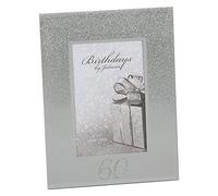 Marco de cristal de espejo con purpurina para 60 cumpleaños, 10,16 x 15,24 cm, diseño de 60