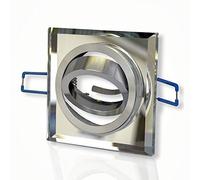 Marco de empotramiento del foco de vidrio cuadrado - transparente ajustable - Marco de montaje para bombillas GU10 MR16 - Instalación de taladro de Ø 75mm - Lámpara empotrada