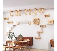 Marco de Escalada for Gatos de Madera Maciza, Mueble de Pared for Gatos, Ahorra Espacio, for Estante y Percha de Escalada for Gatos.(Set8)