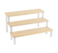 Marco de escalera de madera con plataformas acrílicas resistentes para exhibir velas joyas y coleccionables en miniatura (3 capas de 20 cm)
