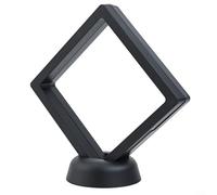 Marco de exhibición de monedas, 2 unidades de 90 mm x 90 mm, color negro, 3D, flotante, soporte para medallas, insignias, exhibición coleccionable