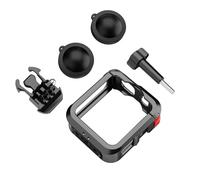 Marco de extensión de metal para 2 accesorios de cámara de acción, soporte de jaula multifunción, adaptador de liberación rápida, adaptador de base, jaula de cámara de acción a prueba de golpes