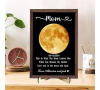 Marco de fase lunar personalizado para el día de la madre This is What The Moon Looked Like When You Became My Mother Love You to the Moon and Back, soporte de placa personalizada para cumpleaños,