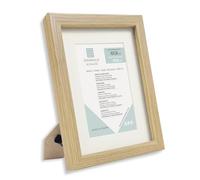 Marco de foto, color Madera, tamaño 18x24 cm con paspartú de 13x18 cm, soporte de pie, colagador horizontal y vertical para montaje en pared, moldura de 18x18mm y cristal x 1 Ud.