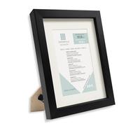 Marco de foto x1, color Negro, tamaño 18x24 cm con paspartú de 13x18 cm, soporte de pie, colagador horizontal y vertical para montaje en pared, moldura de 18x18mm y cristal (18 x 24 cm, Negro X 1 Ud.)