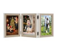 Marco de Fotos 10x15cm 3 fotos, Czemo Plegable Marco Collage, Marco Fotos Multiple para Retrato Marco Decoración Hogareña Día de la Madre Boda