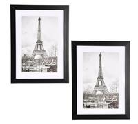 Marco de Fotos 13x18 cm - Pack de 2 Marcos de Madera MDF con Passepartout - Negro, Cristal Acrílico - Para Pared o Mesa - Ideal para Fotos, Posters y Documentos