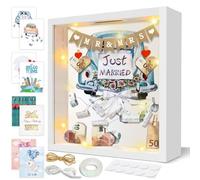 Marco de fotos 3D para rellenar, 8 en 1, regalo de dinero, marco de objetos personalizado, regalos de boda para novios, marco profundo con luz, hucha, regalo para bautizo, boda, cumpleaños, viajes