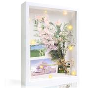 Marco de fotos 3D para rellenar con luz LED, marco profundo de 25 x 20 cm para objetos de hasta 3 cm, marco de fotos iluminado blanco, ideal para bodas, flores, escritorio, regalo de graduación