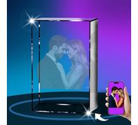 Marco de fotos 3D personalizado en cristal, grabado en 3D, marco de fotos de cristal 3D para regalos de duelo de gato, día de San Valentín, día de la madre