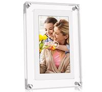 Marco de fotos acrílico de 5 pulgadas con memoria de 4 GB, reproductor de bucle de video digital con sonido, pantalla de escritorio recargable para decoración del hogar, configuración de escritorio