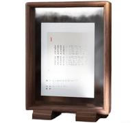 Marco de fotos acrílico de doble cara para soporte de exhibición de madera maciza A4 para arte de caligrafía china, soporte de fotos de mesa con acabado de nogal (nogal negro-L)