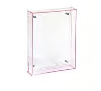 Marco de fotos acrílico magnético rosa con efecto flotante de neón para exhibición de escritorio de imágenes y arte en sala de estar o decoración de dormitorio
