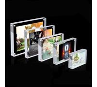 Marco de fotos acrílico transparente, soporte magnético, perfecto para mostrar imágenes (15 x 21 cm)