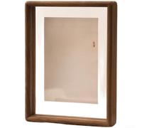 Marco de fotos acrílico y madera maciza de doble cara, soporte de exhibición de mesa para caligrafía, obras de arte, fotos, 15,2 x 20,3 cm, diseño minimalista moderno de color nogal fácil de cambiar