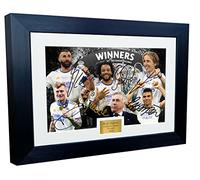 Marco de fotos autografiado de 12 x 8 pulgadas, tamaño A4, ganadores de la Liga de Campeones del Real Madrid 2022, Benzema Modric Marcelo Kroos Casemiro Ancelotti