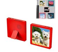 Marco de fotos con Bluetooth grabable, imán de nevera personalizado con placa de música y foto, soporte oculto con temporizador, regalos únicos para cumpleaños, Navidad (rojo)