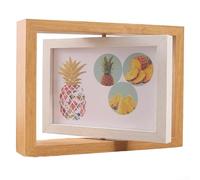 Marco de fotos con diseño de doble cara y función giratoria para dos fotos, soporta orientaciones horizontales y verticales, hecho de materiales resistentes (F)