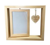 Marco de fotos conmemorativo para animales domésticos, giratorio de madera, expositor para fotos, querido recuerdo de gatos y perros, placa de doble cara en forma de corazón, portarecuerdos para los