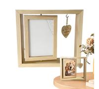 Marco de fotos conmemorativo para mascotas, marco de fotos para mascotas, imagen de recuerdo de duelo, colgante de corazón para gatos y perros, fotos de madera giratorias conmemorativas para mascotas