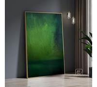 Marco de fotos contemporáneo con pintura abstracta verde de moda, arte de pared grande, listo para colgar, decoración del hogar, 50 x 70 cm (20 x 28 pulgadas) con marco dorado.
