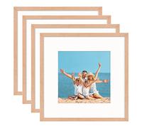 Marco de fotos cuadrado de 30x30 cm, hecho de madera de roble con parte frontal de plexigláss, marco de fotos de 20x20 cm con alfombrilla o 30x30 cm sin alfombrilla para montaje en pared, juego de 4