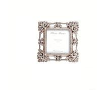 Marco de fotos cuadrado dorado vintage con soporte de caballete para una colocación flexible en estantes, escritorios o paredes, marco decorativo de estilo vintage (C)