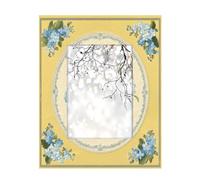 Marco de fotos de 5 x 7 pulgadas, cesta de Pascua, huevos azules florales sobre retro amarillo, marcos de fotos de madera para pared y mesa para decoración de sala de estar, dormitorio, oficina