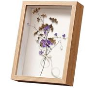 Marco de fotos de 8 x 6 pulgadas, caja de sombra 3D de madera profunda para pared y mesa, 15 x 20 cm, 3D para rellenar con 2 clavos de pared para medallas, flores (madera 432, profundidad 3 cm)