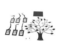 Marco de fotos de árbol genealógico de lujo con marco de fotos colgante, marco de árbol de metal resistente con 6 marcos de fotos, decoración del hogar y seres queridos (pequeño con 6 fotos