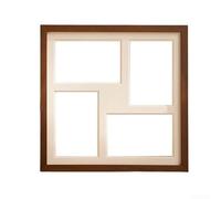 Marco de fotos de collage de 12 x 12 pulgadas para fotos de 4 x 6 pulgadas | Capacidad para cuatro fotos de 4 x 6, construcción de madera maciza, acabado marrón, montaje en pared o mesa