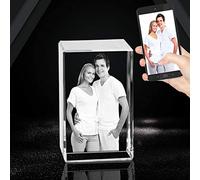 Marco de fotos de cristal grabado con láser 2D/3D, imagen personalizada y texto en cubo de cristal, regalo para el día de San Valentín, día de la madre, regalos para mujeres (3D, 6 x 6 x 9 cm)