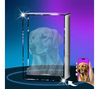 Marco de fotos de cristal personalizado, cubo de fotos, regalo con tu propio diseño, regalos conmemorativos personalizados por pérdida de perro, cristal fotográfico 3D de mesa para novia, esposa