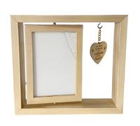 Marco de fotos de escritorio giratorio de madera - Marco giratorio de escritorio, pantalla fotoframe rotativa con etiqueta de amor de doble cara para dormitorio, casa